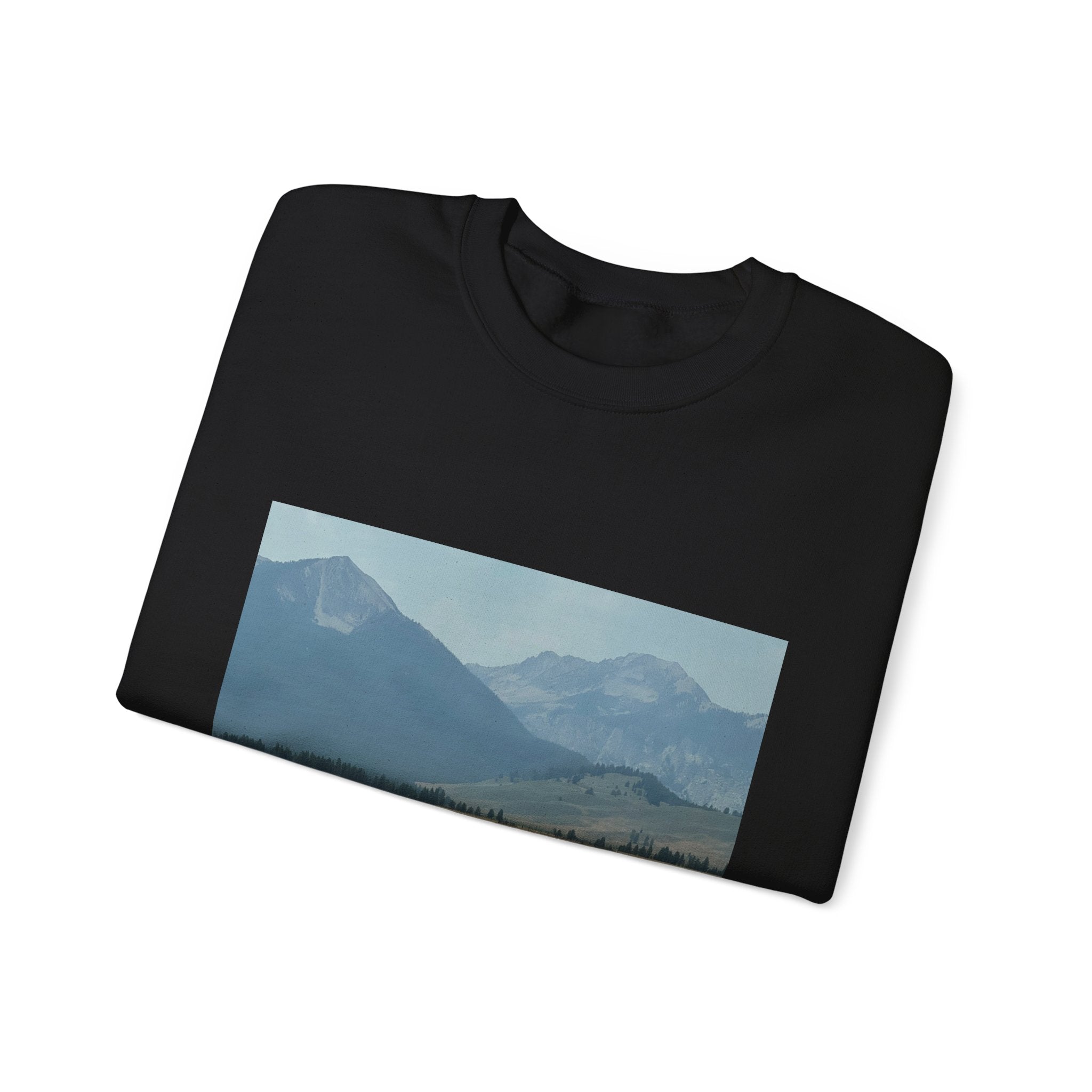 Crewneck Sweatshirt — 'Wear the Wild' Mountain Landscape Cozy Outdoor Pullover