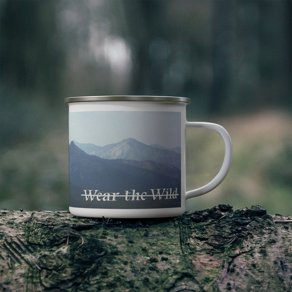 Enamel Camping Mug — Misty Mountain Panorama Coffee Cup