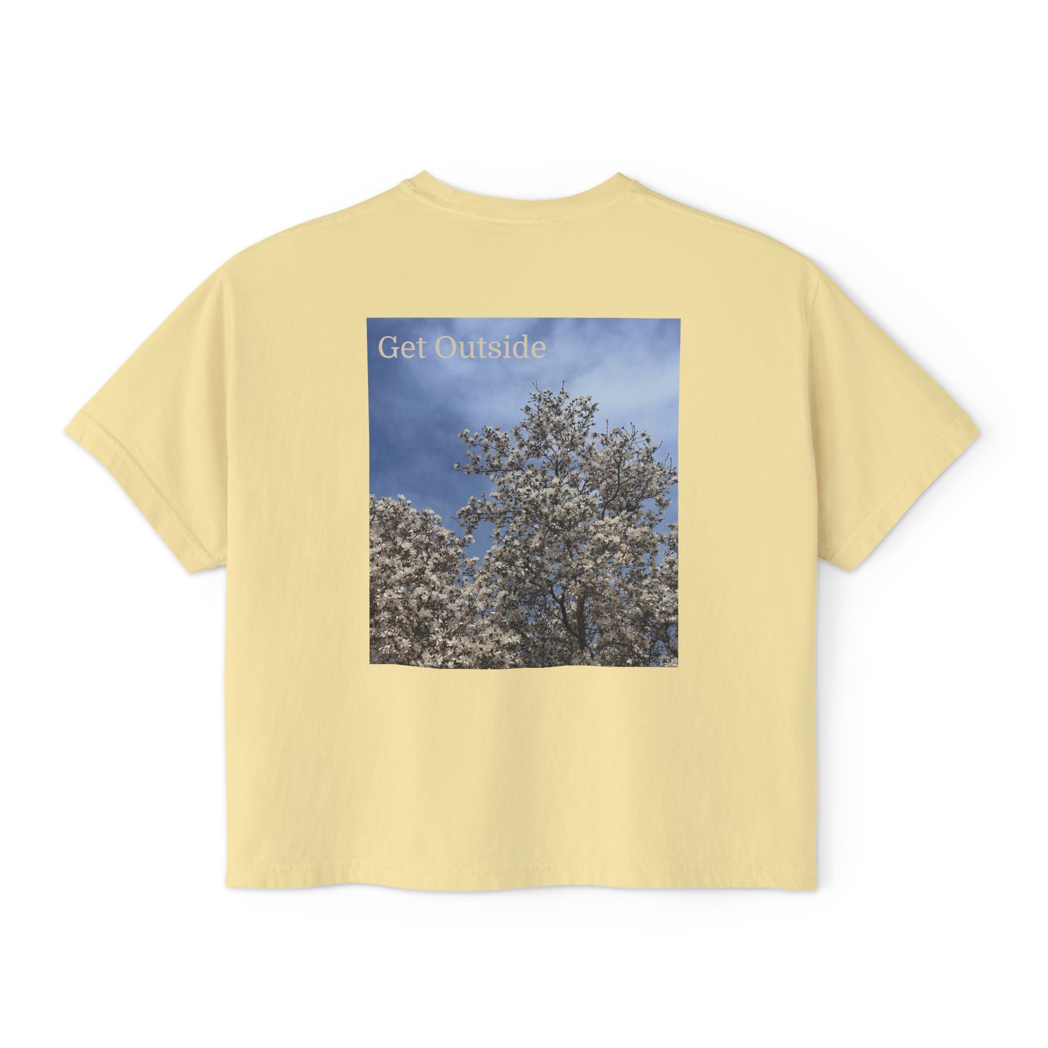 Get Outside Floral Boxy Tee — Women's Cropped Nature Graphic T-Shirt