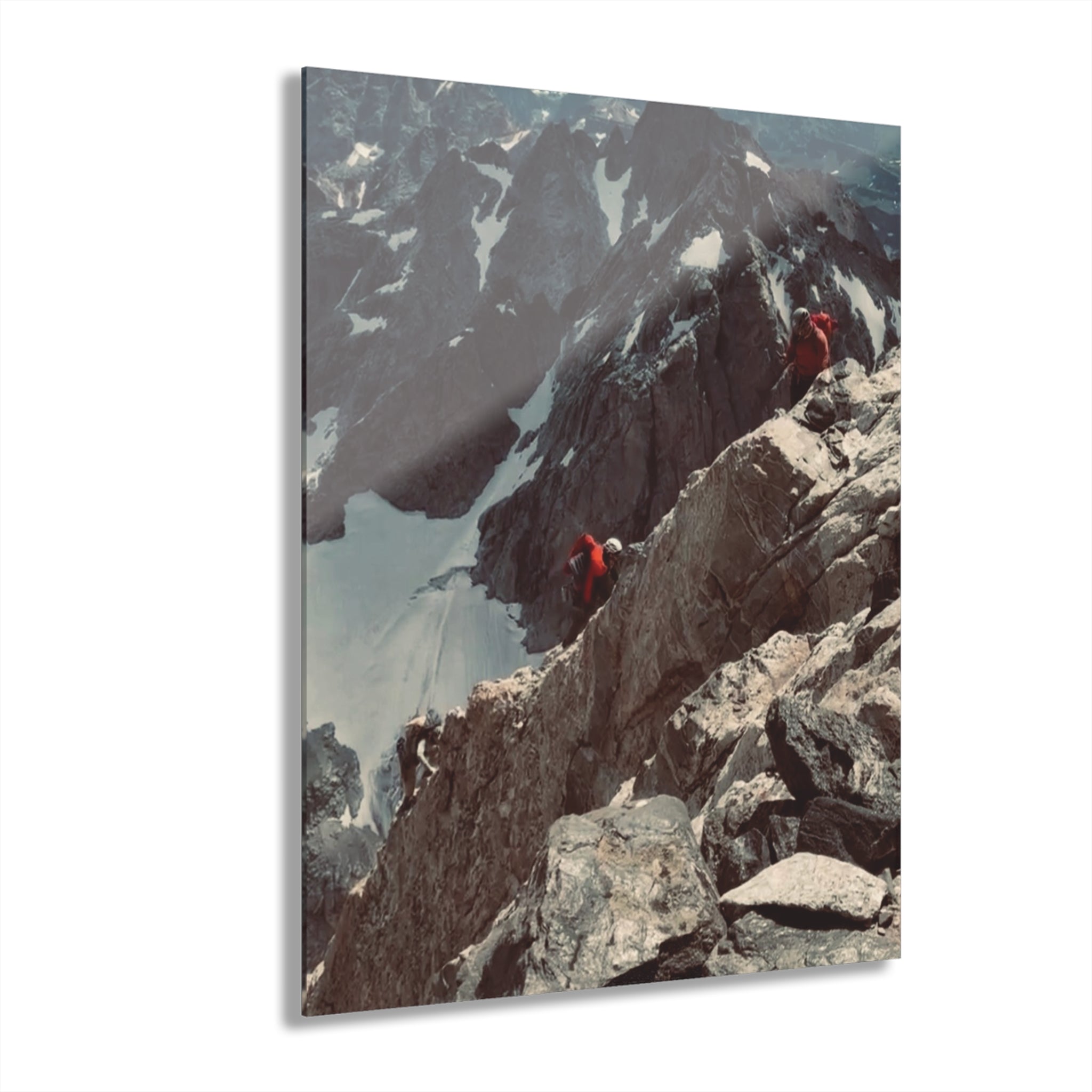 Mountain Climb Acrylic Print — Vintage Alpine Peak Photo with French Cleat Hanging
