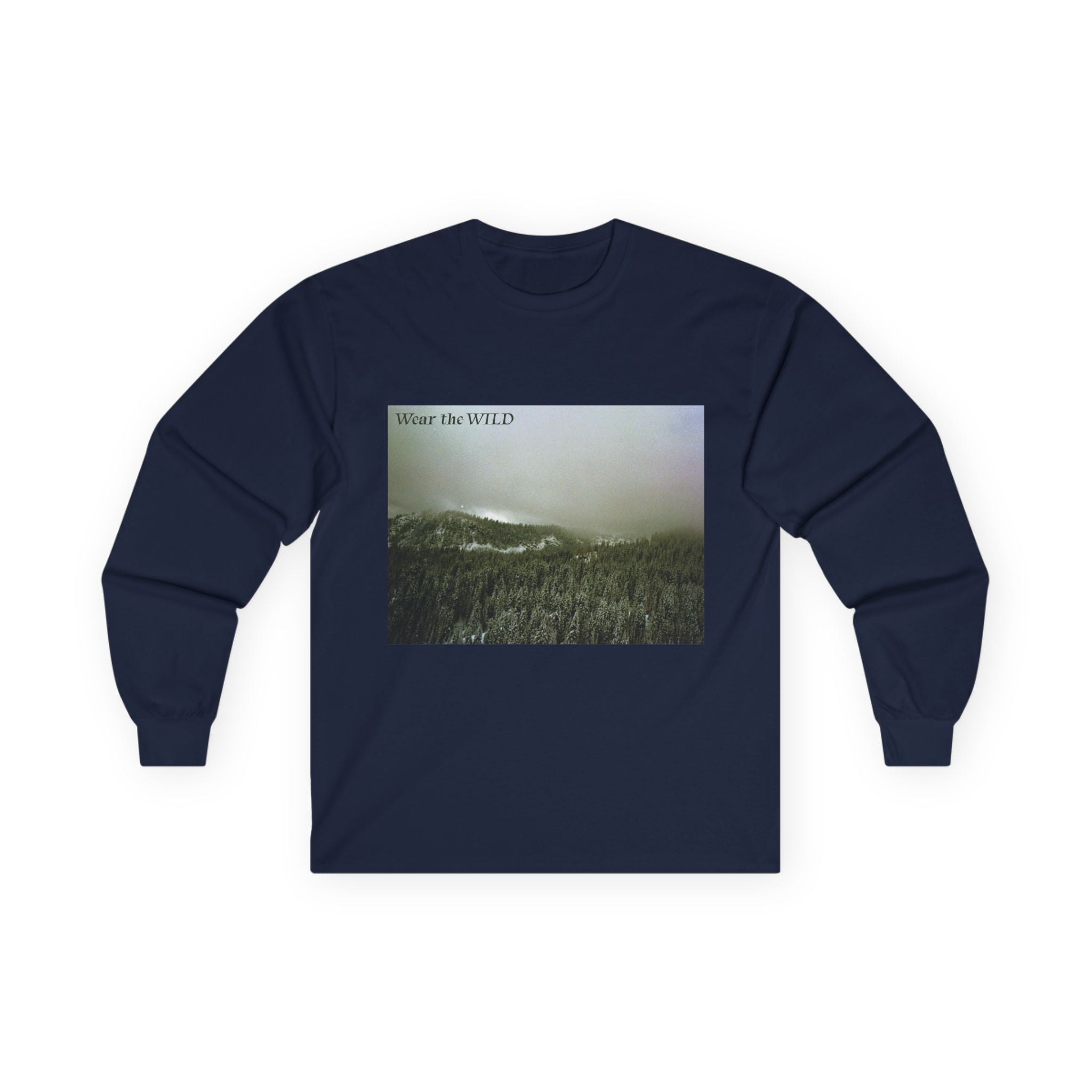 Long Sleeve Tee — 'Wear the Wild' Mountain Photo Graphic