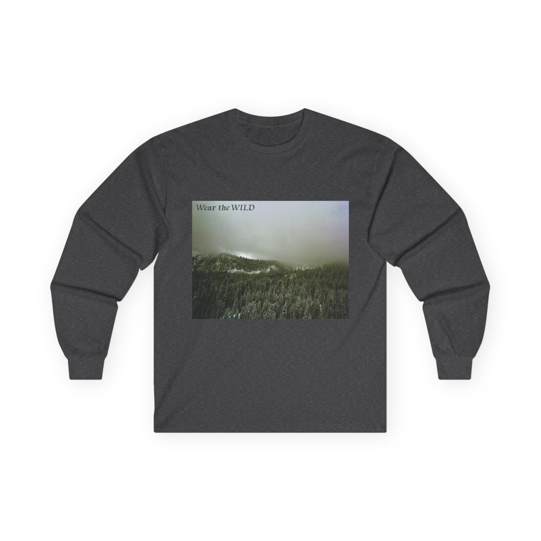 Long Sleeve Tee — 'Wear the Wild' Mountain Photo Graphic