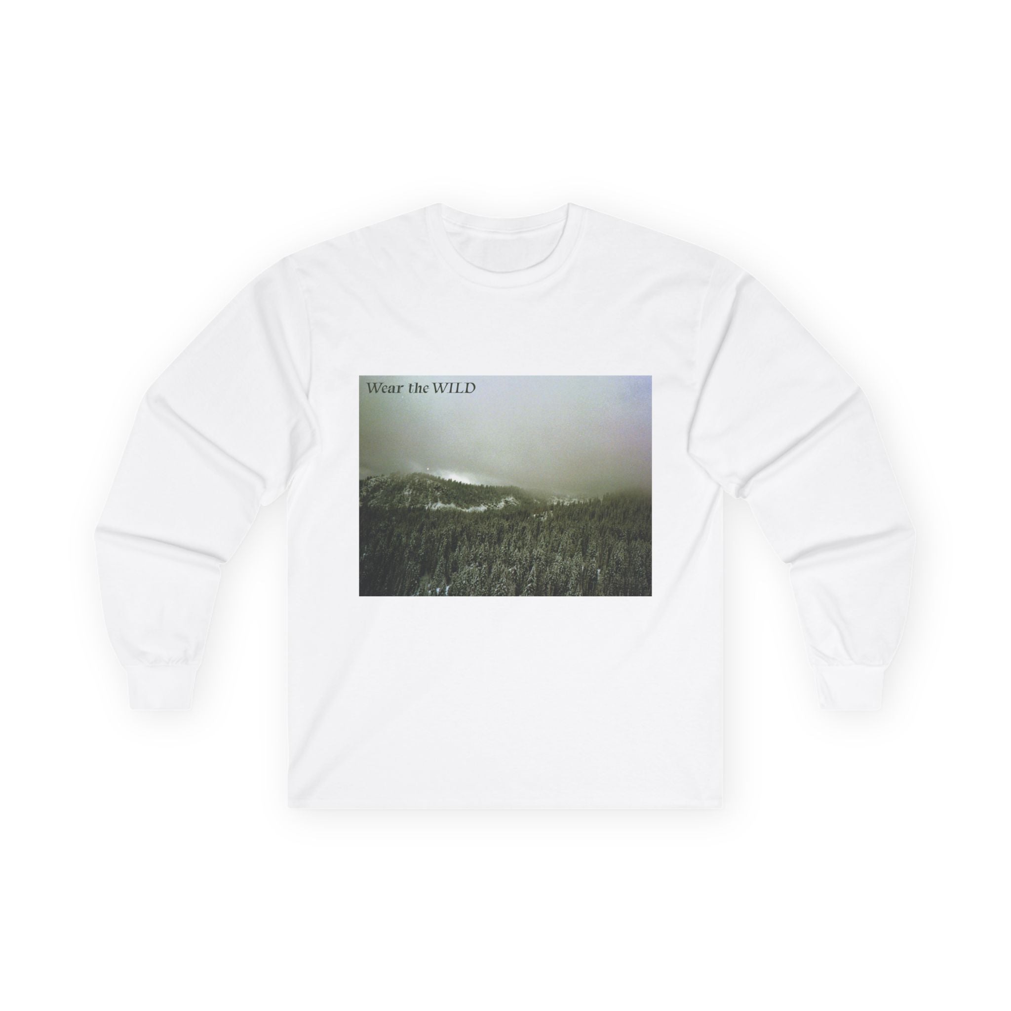 Long Sleeve Tee — 'Wear the Wild' Mountain Photo Graphic