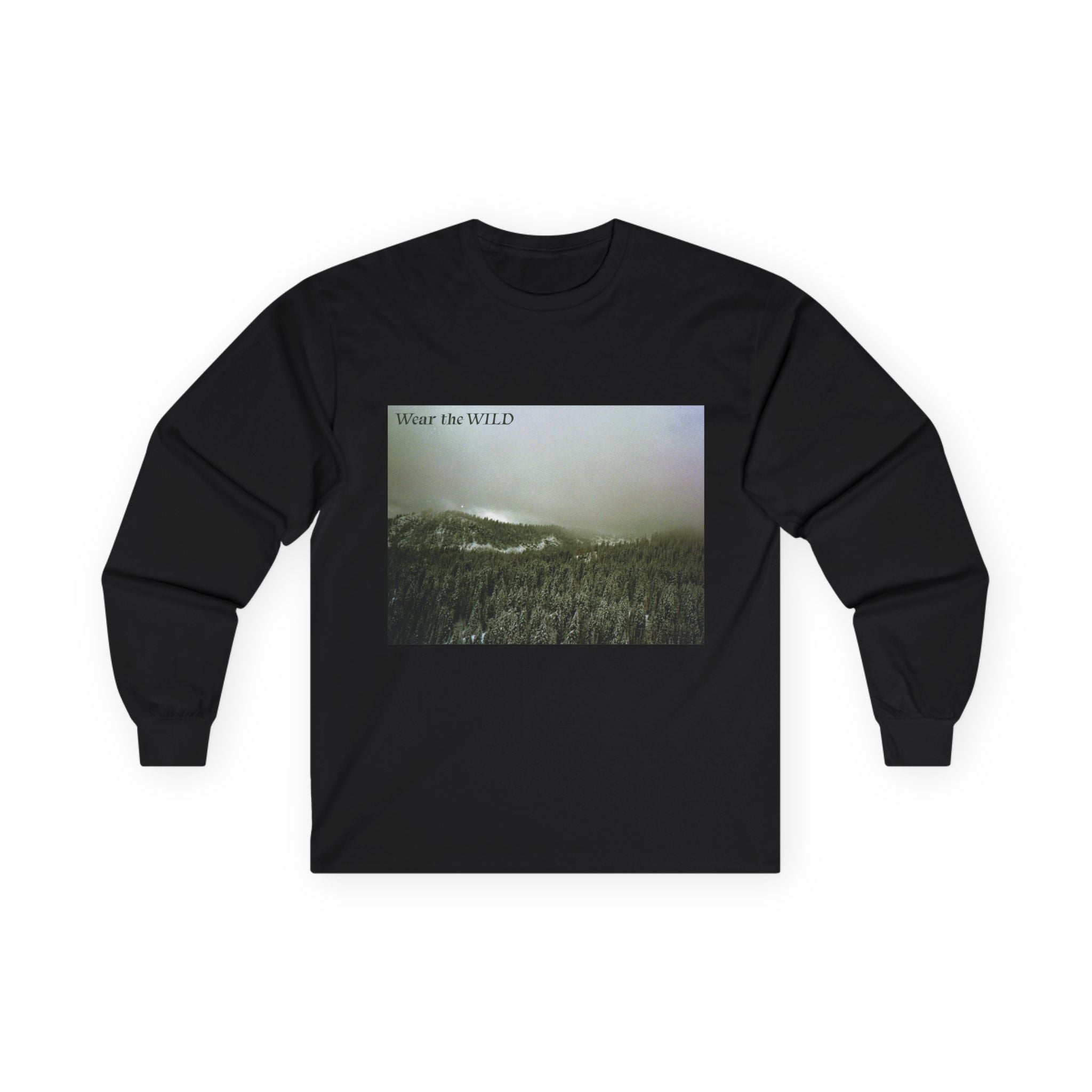 Long Sleeve Tee — 'Wear the Wild' Mountain Photo Graphic