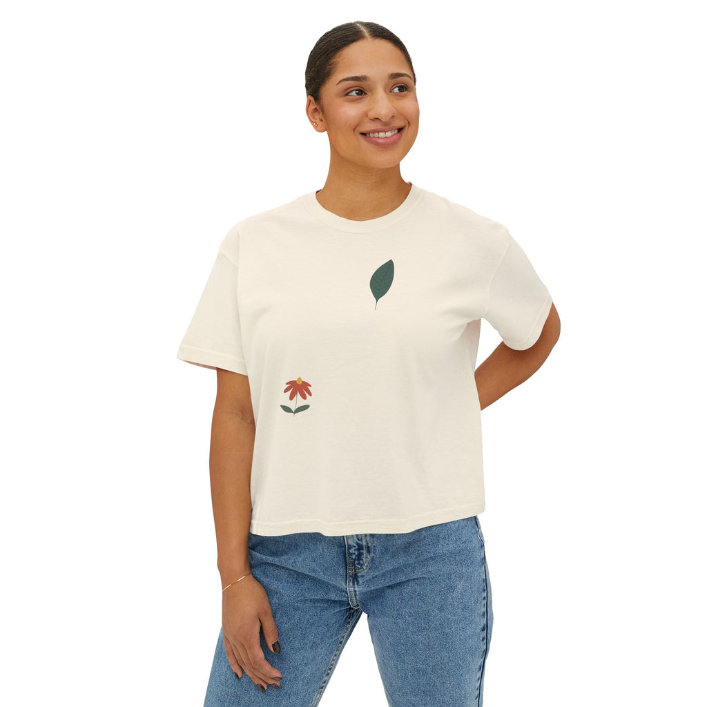Get Outside Floral Boxy Tee — Women's Cropped Nature Graphic T-Shirt