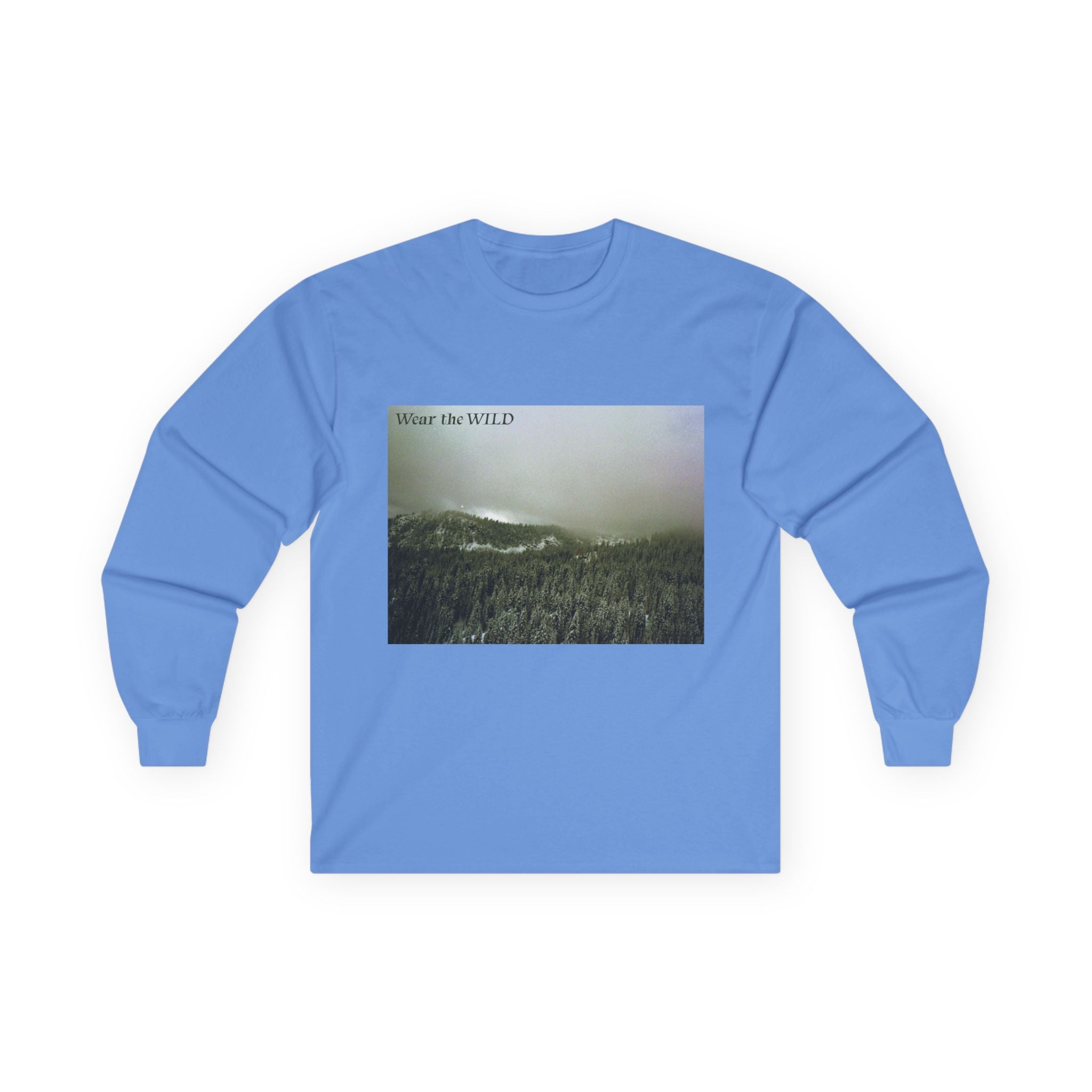 Long Sleeve Tee — 'Wear the Wild' Mountain Photo Graphic