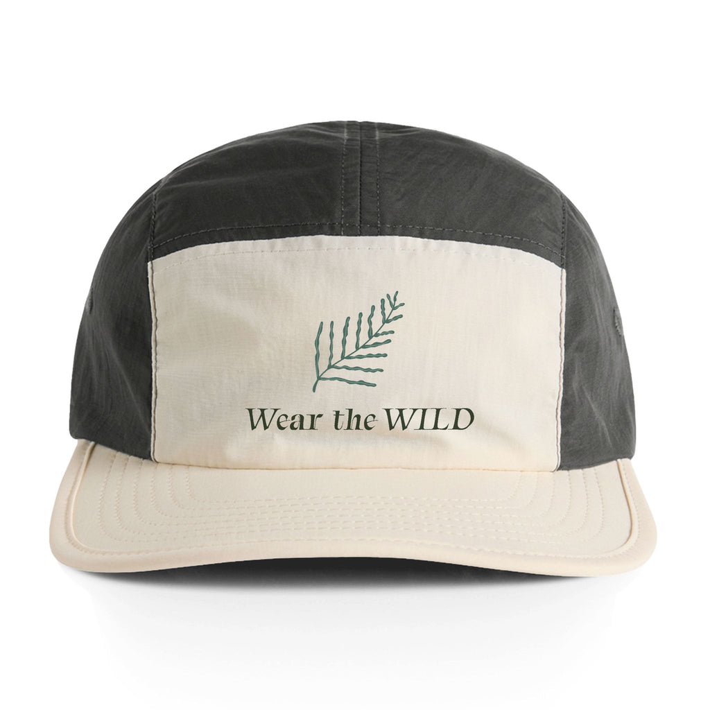 Wear the WILD Two-Tone Nylon Cap — Outdoor Adventure Hat with Leaf Embroidery