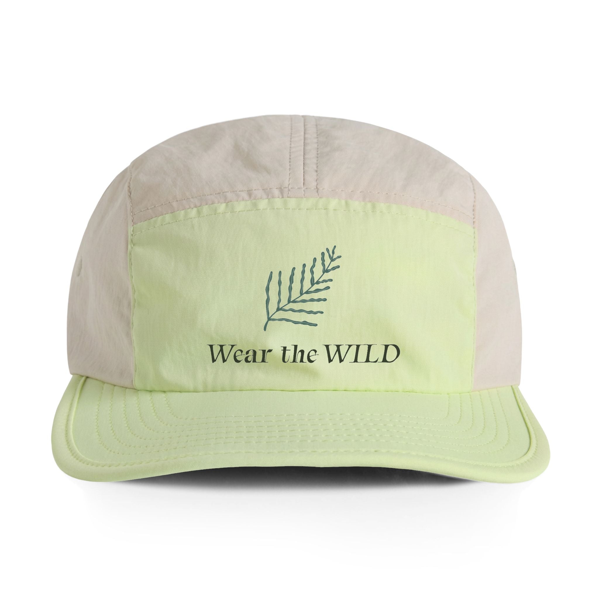 Wear the WILD Two-Tone Nylon Cap — Outdoor Adventure Hat with Leaf Embroidery