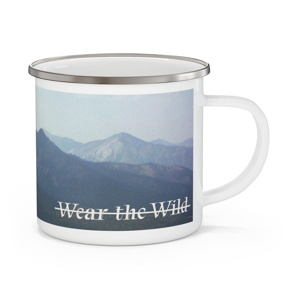 Enamel Camping Mug — Misty Mountain Panorama Coffee Cup