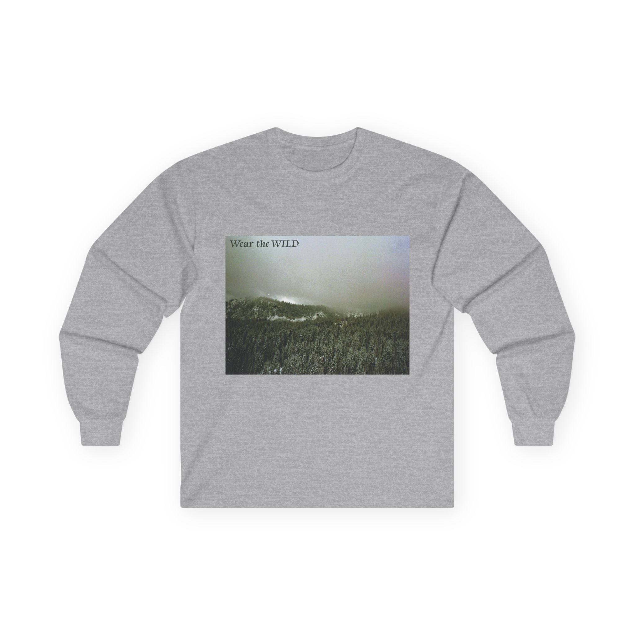 Long Sleeve Tee — 'Wear the Wild' Mountain Photo Graphic