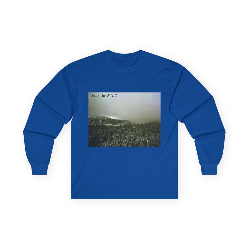 Long Sleeve Tee — 'Wear the Wild' Mountain Photo Graphic