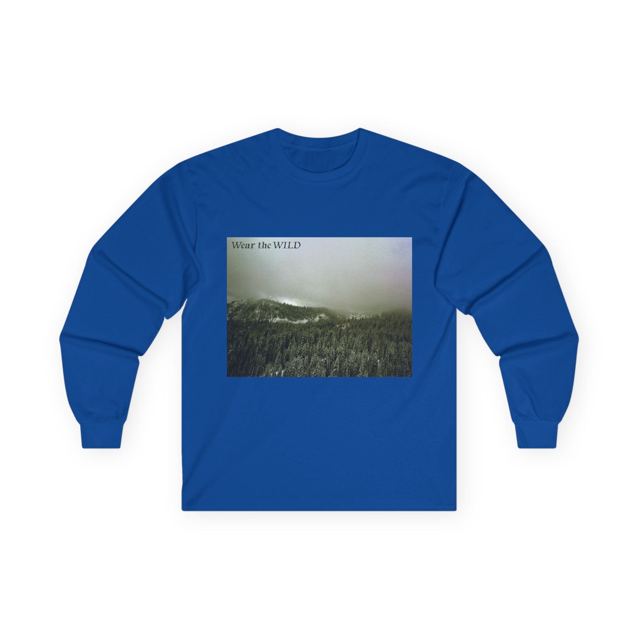 Long Sleeve Tee — 'Wear the Wild' Mountain Photo Graphic