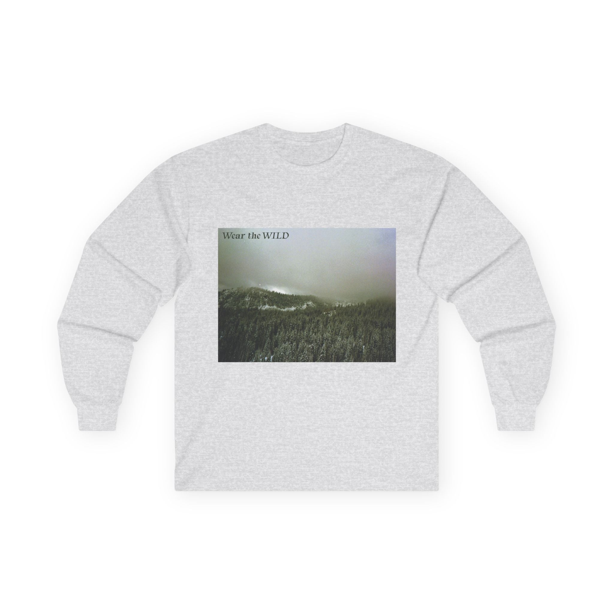 Long Sleeve Tee — 'Wear the Wild' Mountain Photo Graphic