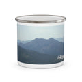 Enamel Camping Mug — Misty Mountain Panorama Coffee Cup