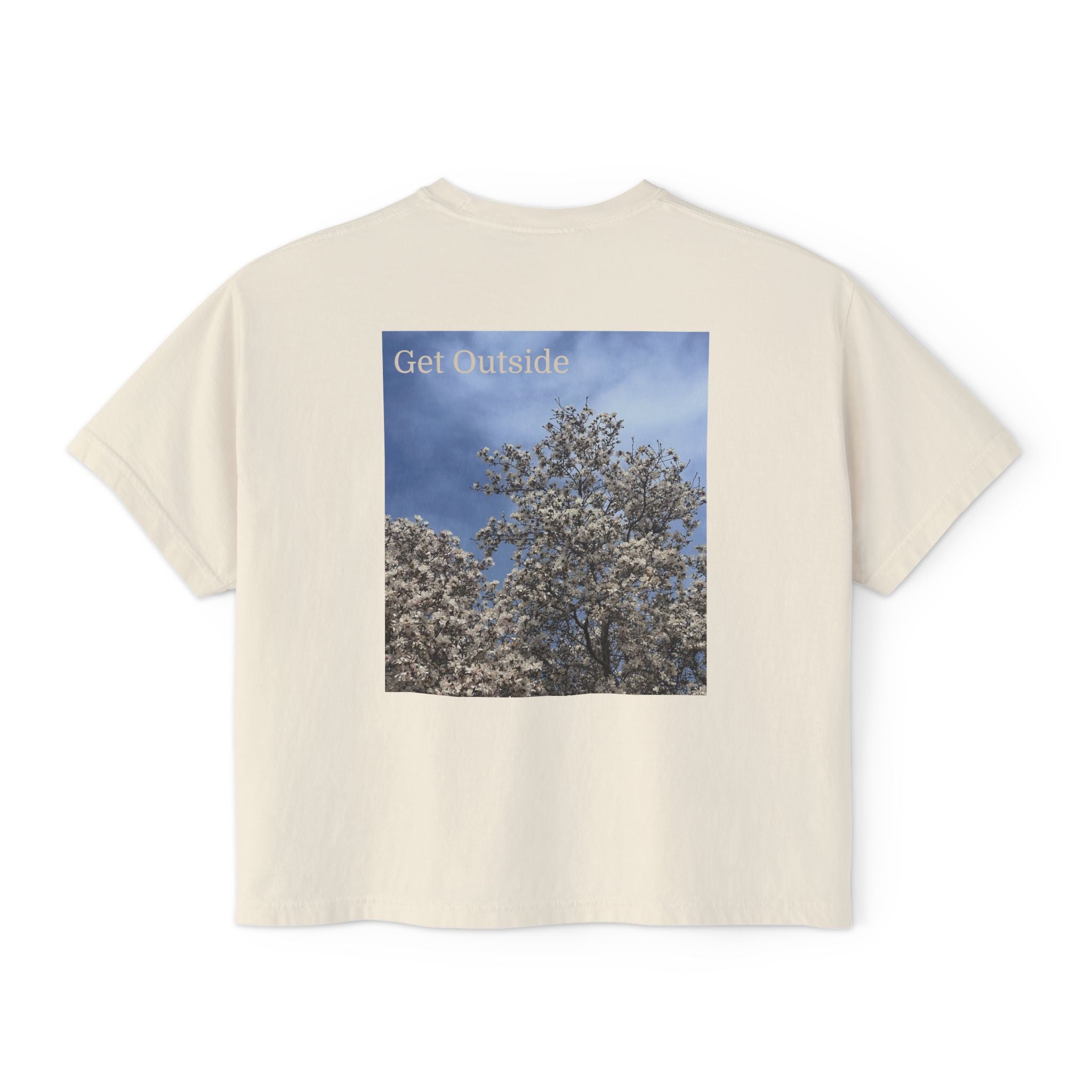 Get Outside Floral Boxy Tee — Women's Cropped Nature Graphic T-Shirt