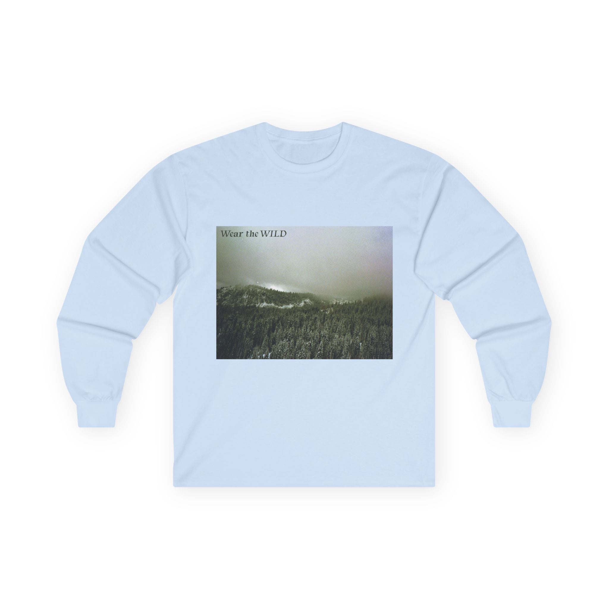 Long Sleeve Tee — 'Wear the Wild' Mountain Photo Graphic