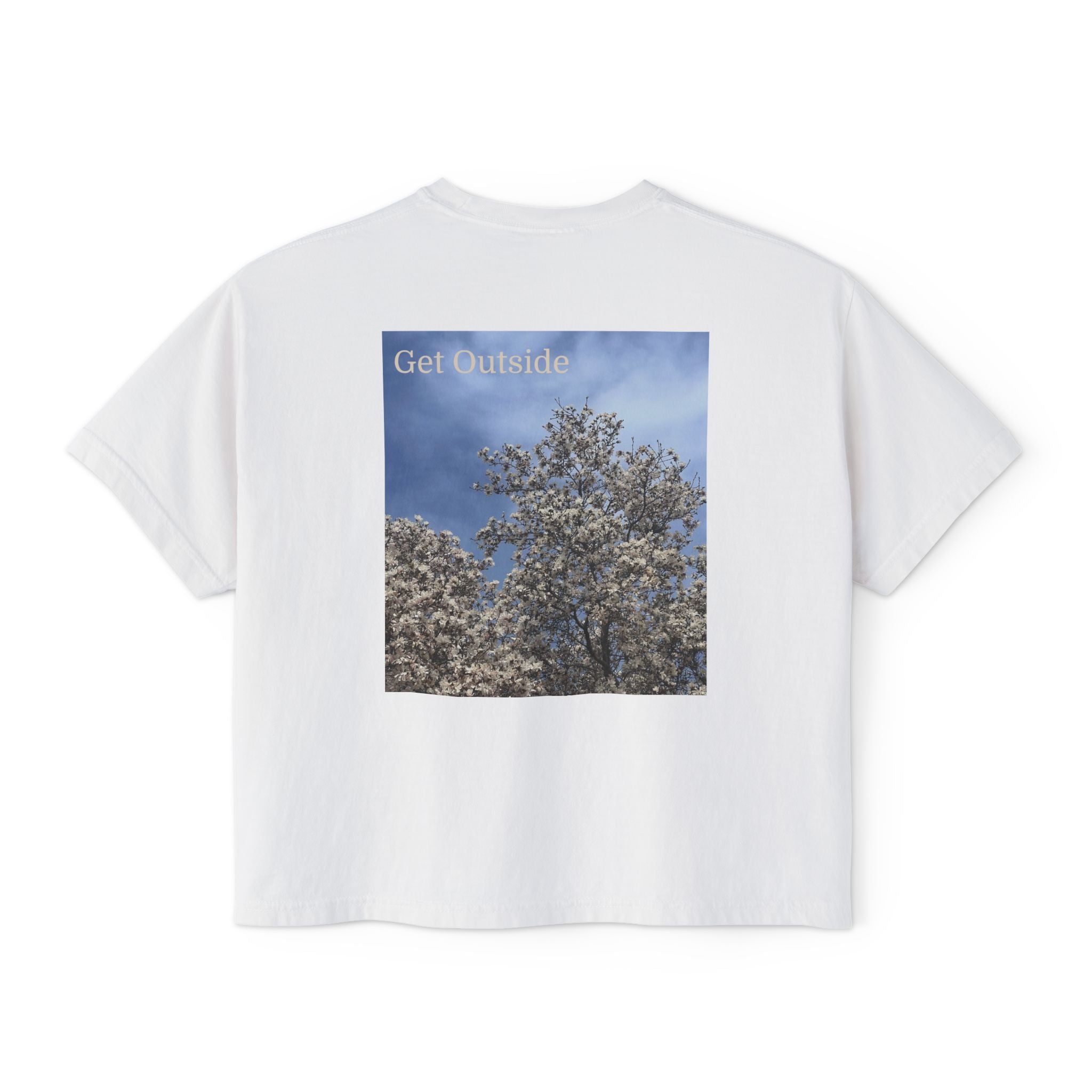 Get Outside Floral Boxy Tee — Women's Cropped Nature Graphic T-Shirt